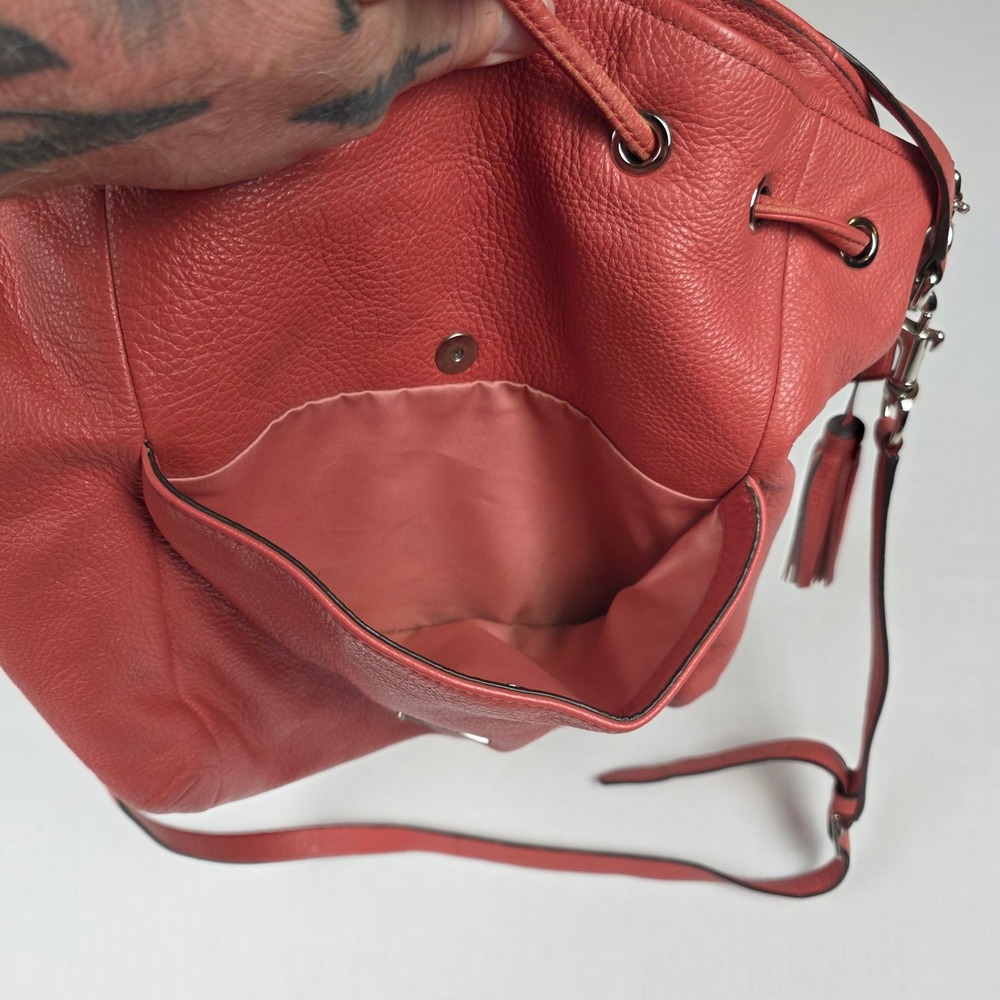 Coach Park Metro F27003 Bucket Bag Women Large Coral Pink Pebbled Leather - Picture 9 of 9